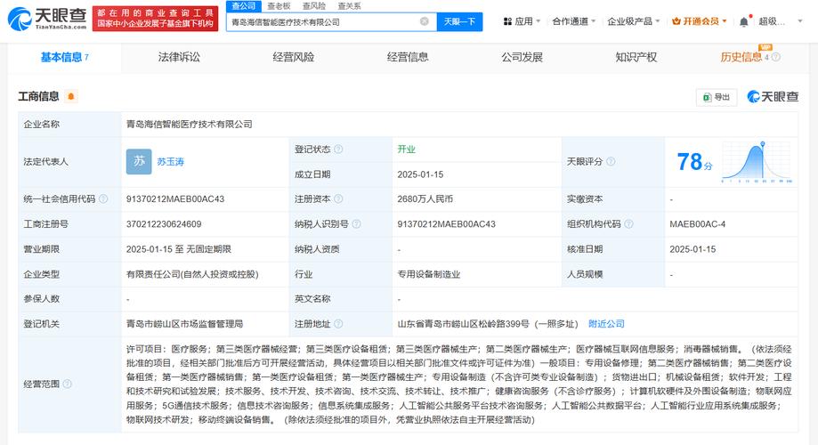 【#青岛海信智能医疗技术公司成立# 含多项ai业务】